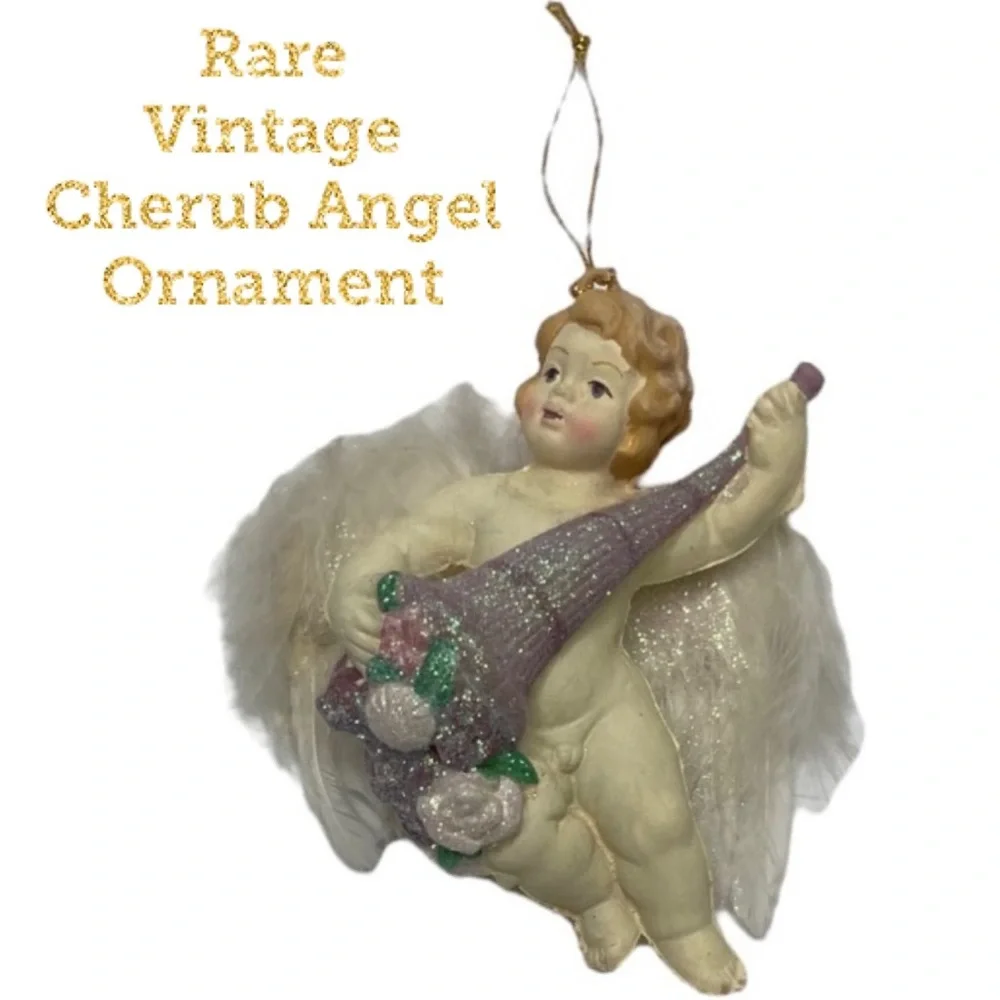 Cherub Angel Victorian Old World Rare Vintage Christmas Ornaments Decorations